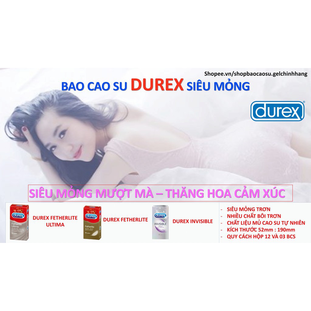 * COMBO 03 HỘP 12 Durex Pleasuremax gân gai + 10 Durex Invisible siêu mỏng + 12 Durex Fetherlite siêu mỏng