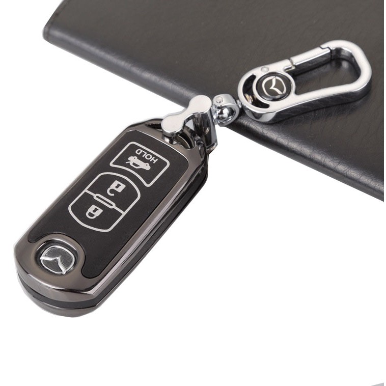Combo Móc và bao chìa khóa loại 3 nút bấm dùng cho ô tô Mazda 2 Mazda 3 Mazda 6 CX5 CX9