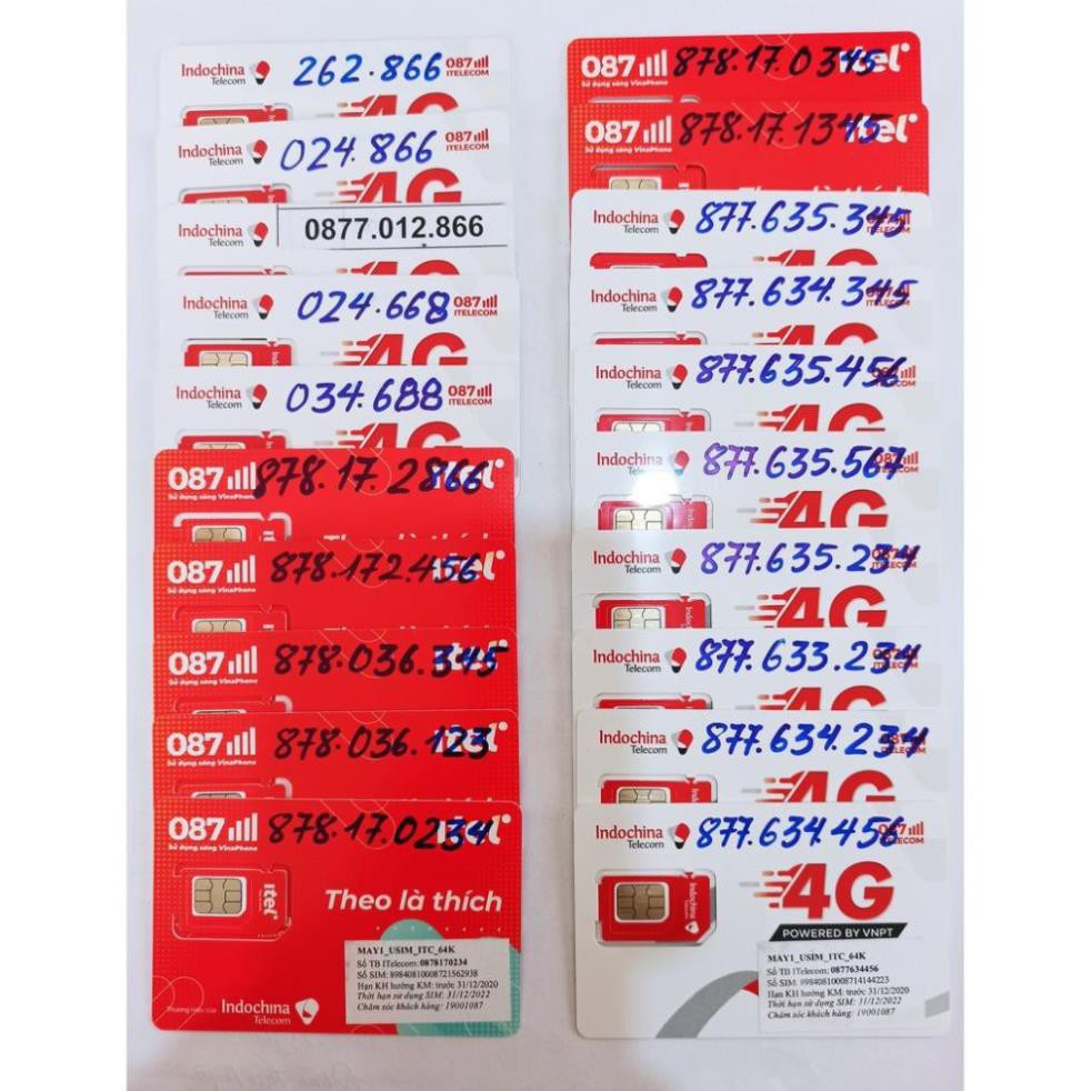 CHỌN SỐ SIM 4G ( Vinaphone 99k B1) Itelecom MAY 90Gb/ tháng (3Gb/ngày) gọi free nội mạng