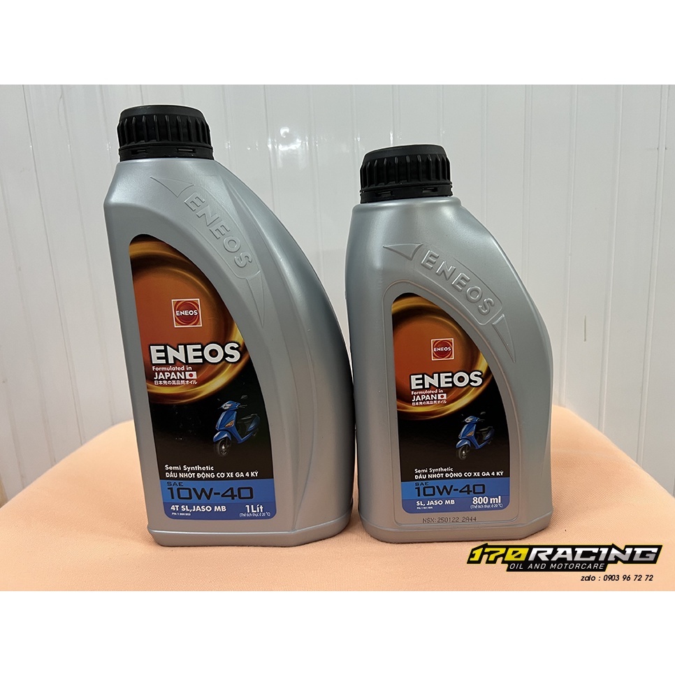 Dầu Nhớt Bán Tổng Hợp Động Cơ Xe Ga 4 Kỳ ENEOS SAE 10W40 4T SL , JASO MB Dung Tích 800 ML - 1000 ML .