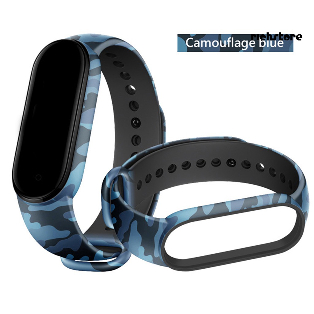 Dây Đeo Silicon Chống Nước Họa Tiết Rằn Ri Cho Đồng Hồ Thông Minh Mi Band 5