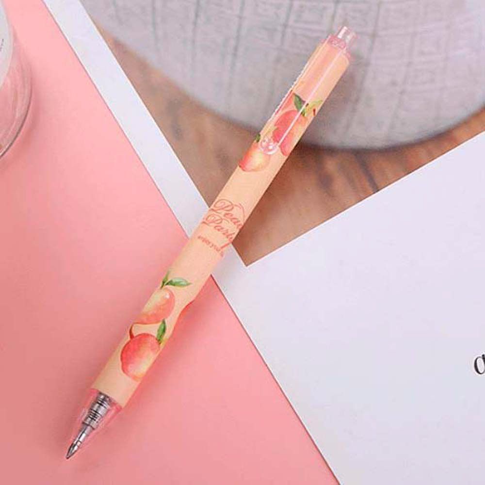 Set 5 Bút Bi Mực Đen Hình Quả Đào Nhiều Màu Có Thể Thu Gọn Tiện Dụng Cho Văn Phòng / Trường Học