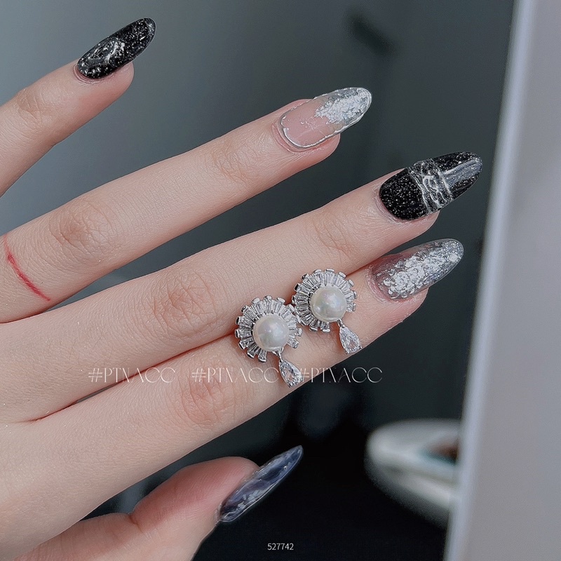 Bông tai, khuyên tai xi bạc 925 cao cấp kiểu dáng Hàn Quốc .PTNACC.