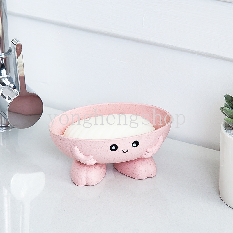 Khay Đựng Xà Phòng Bằng Chất Liệu Rơm Lúa Mì Họa Tiết Hoạt Hình Chống Trượt Tiện Dụng