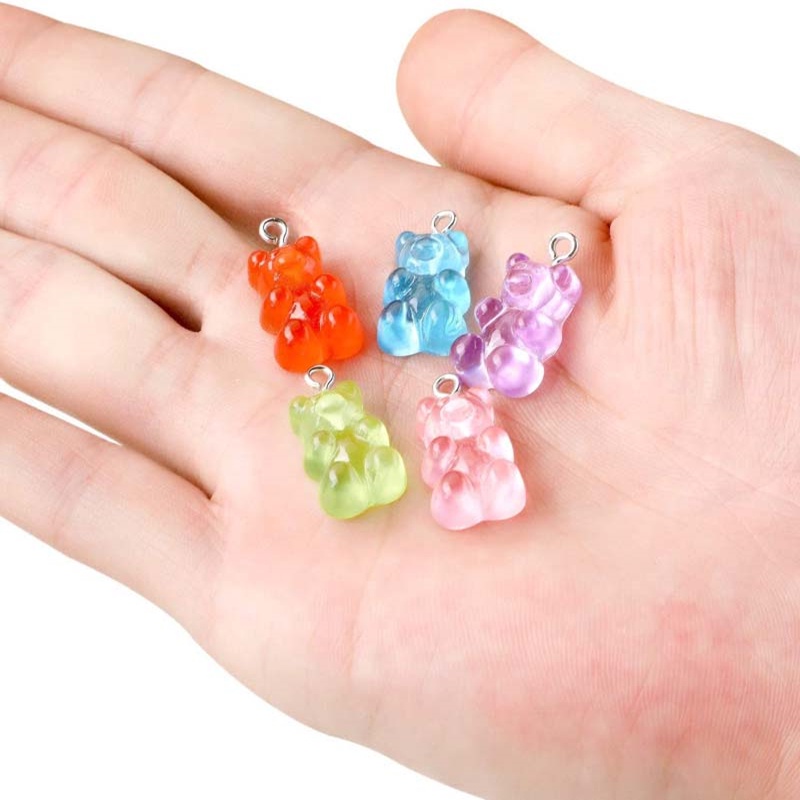 Set 10 Mặt Dây Chuyền Hình Gấu Gummy Bằng Nhựa Resin Đa Năng Dễ Thương