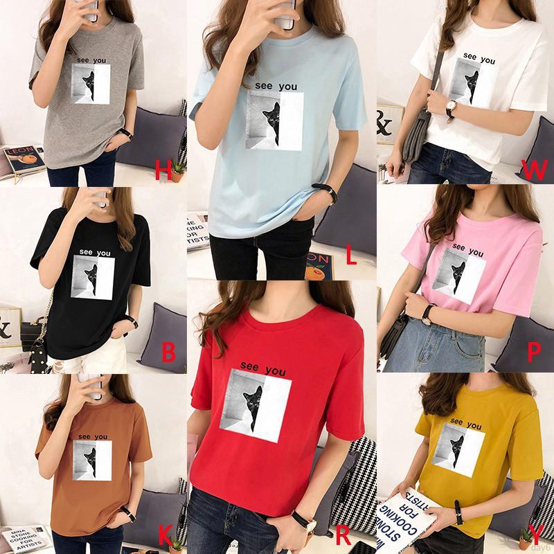 Áo thun form rộng cổ tròn ngắn tay kiểu Hàn Quốc cho nữ