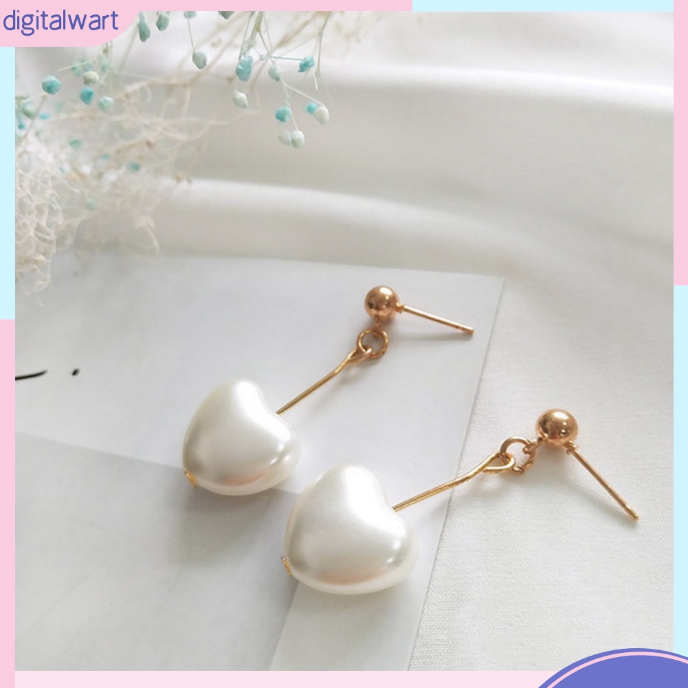 Đôi bông tai đính ngọc trai hình trái tim xinh xắn cho nữ