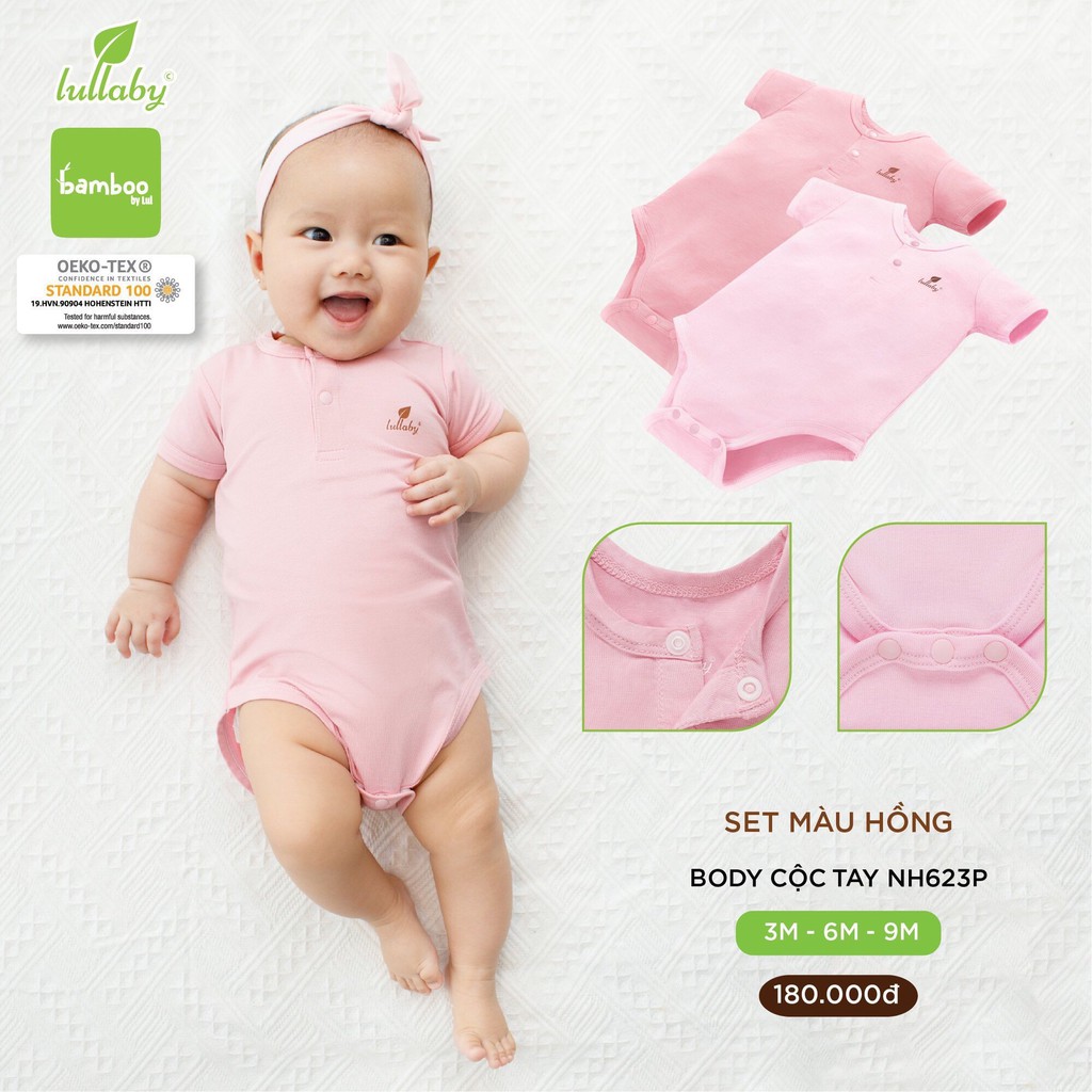 LULLASet Body cộc tay Lullaby NH623P - BST BAMBOO NEWBORN - BÚP TRE NON Body cộc tay BG - BT  NH615P - BST Pointelle