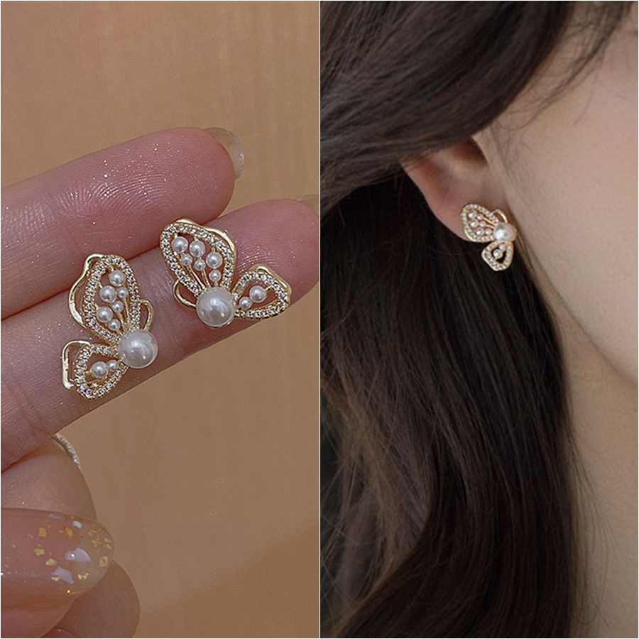 Khuyên tai bướm đậu phối hạt nữ tính cực đẹp BDAU304