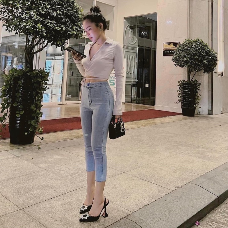 Guốc lụa mặt hoa đá quai sau gót loe
