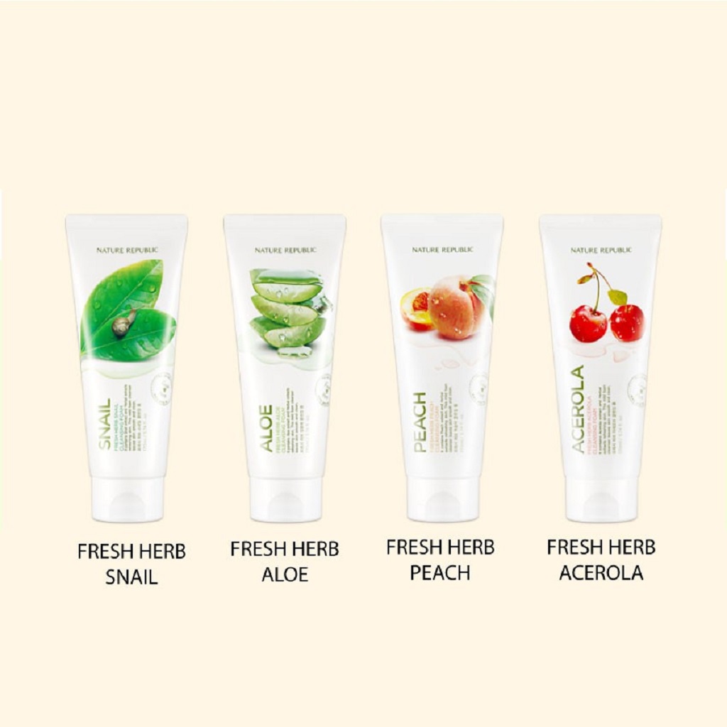 Sữa Rửa Mặt Lô Hội Nature Republic Fresh Herb Aloe Cleansing Foam 170ml