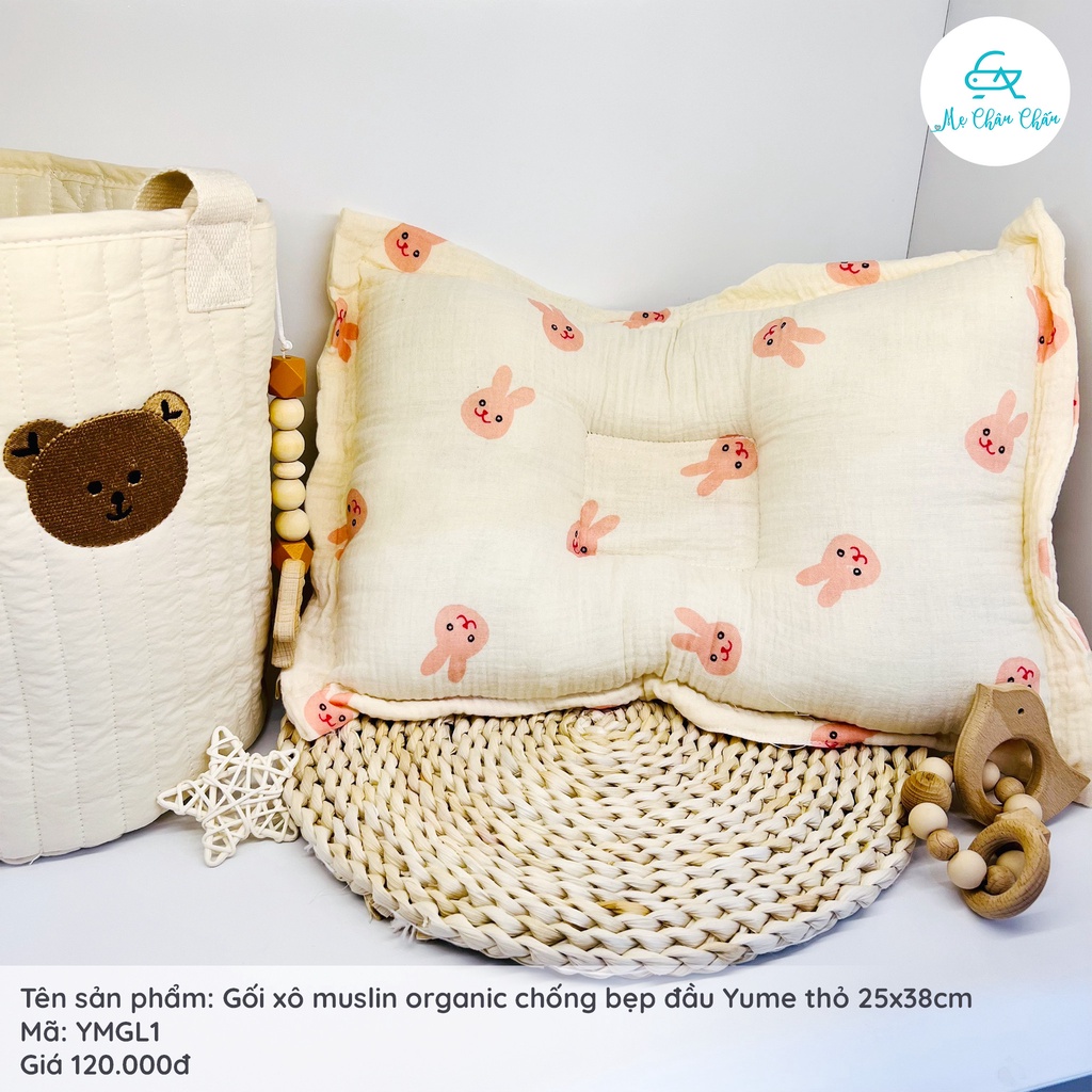 [FULL] Gối Xô Muslin Organic Chống Bẹp Đầu Yume Kích Thước 25*38cm ( Hàng Cao Cấp)