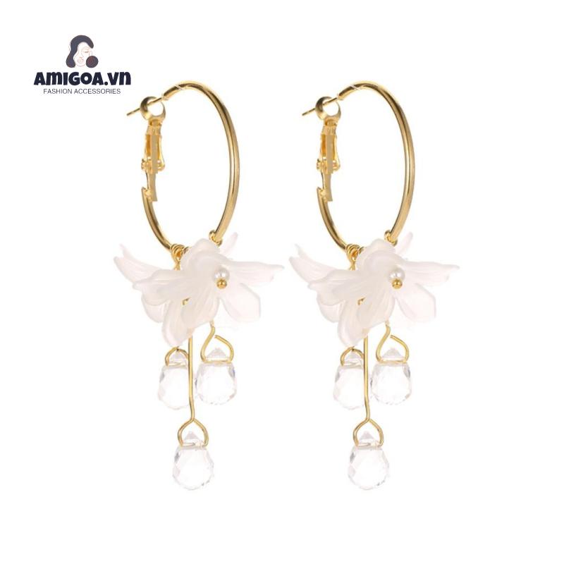 Bông Tai Hình Hoa Đính Đá Pha Lê Thời Trang Xinh Xắn Cho Nữ