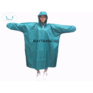 Áo mưa vải dù cao cấp không xẻ tà (áo mưa bít vải dù) màu xanh lá
