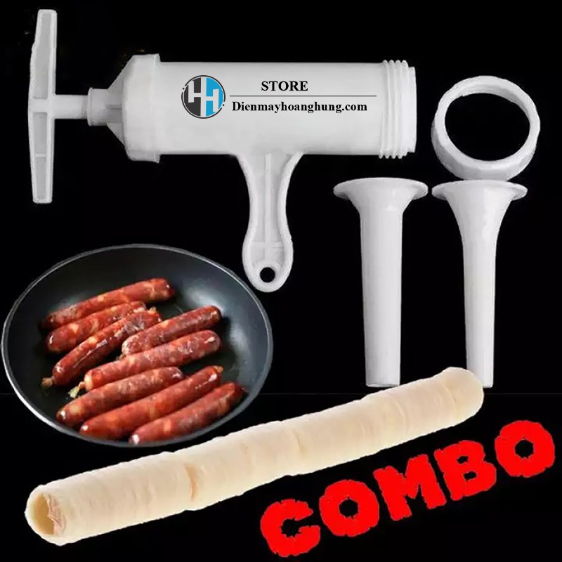 Combo 1 Bộ dụng cụ nhồi xúc xích, lạp xưởng, dồi sụn + 1 cuộn vỏ Collagen phi 23 NDX Viscofan