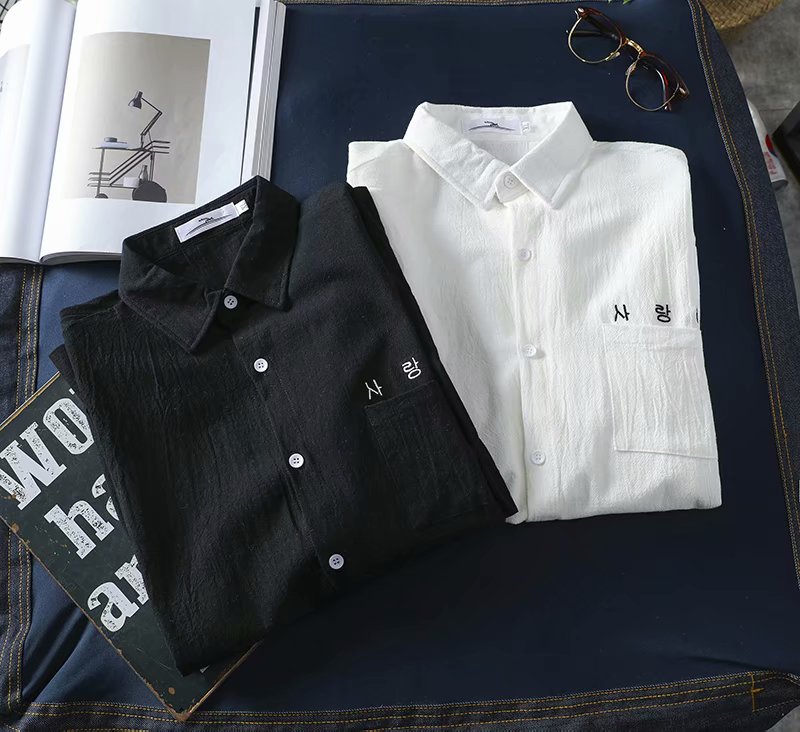 Áo Sơ Mi Tay Dài Dáng Rộng Màu Trơn Cá Tính Cho Nam