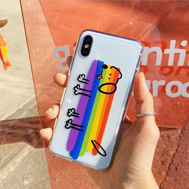 Ốp Lưng Điện Thoại Trong Suốt Chó Bảy Màu - CAS2054