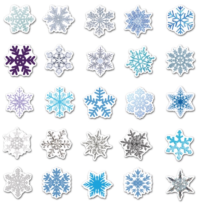 Combo Sticker BÔNG TUYẾT nhựa PVC không thấm nước, dán nón bảo hiểm, laptop, điện thoại, Vali, xe