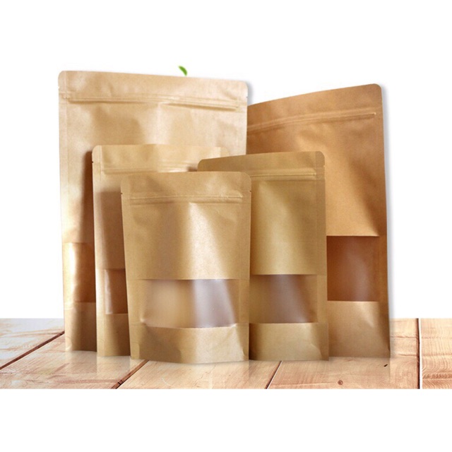 Túi Zip Giấy Kraft Có Cửa Sổ 0.5Kg