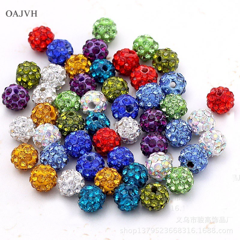 Set 20 Hạt Tròn Đính Đá Dùng Làm Trang Sức Thủ Công