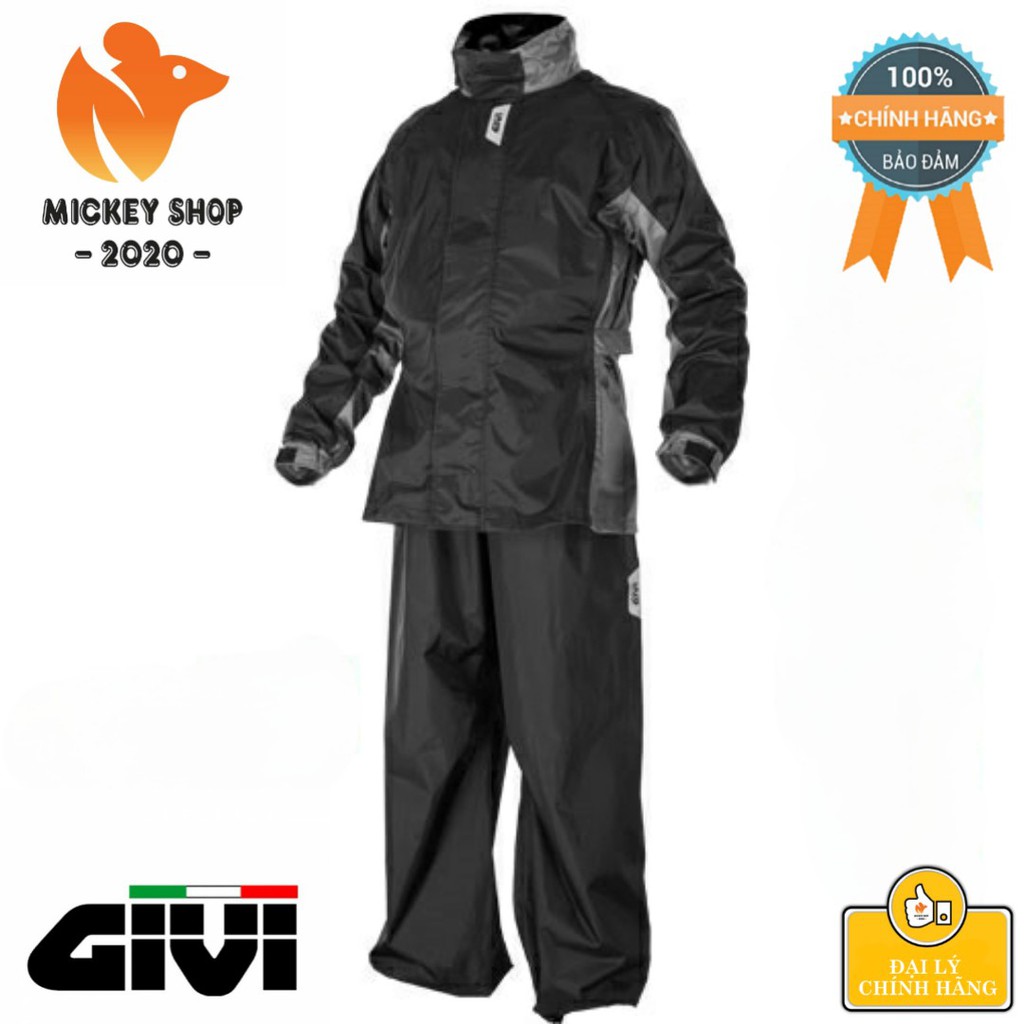 [ CHÍNH HÃNG ] Áo Mưa Givi RIDER TECH Rain Suit Black Grey RRS07