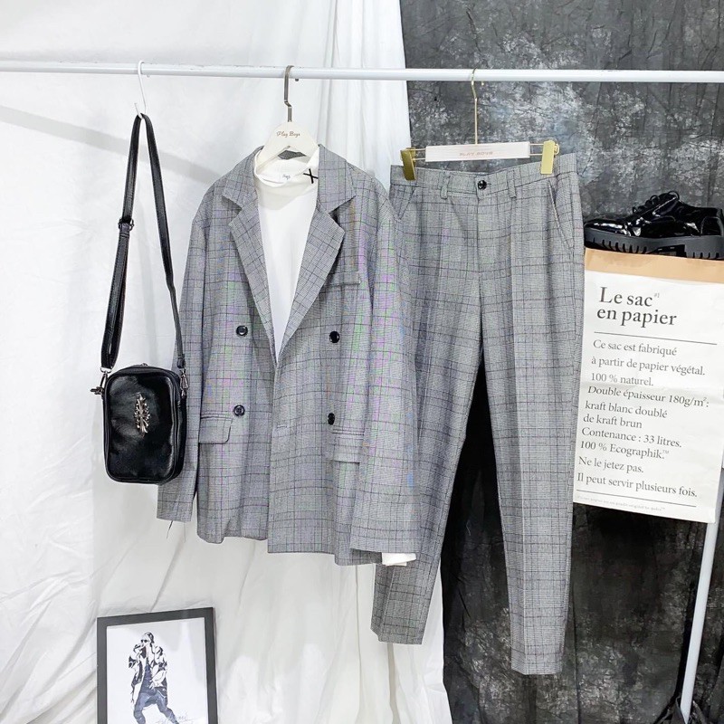 Bộ Blazer Kẻ Phong Cách Hàn Quốc - Play Boys