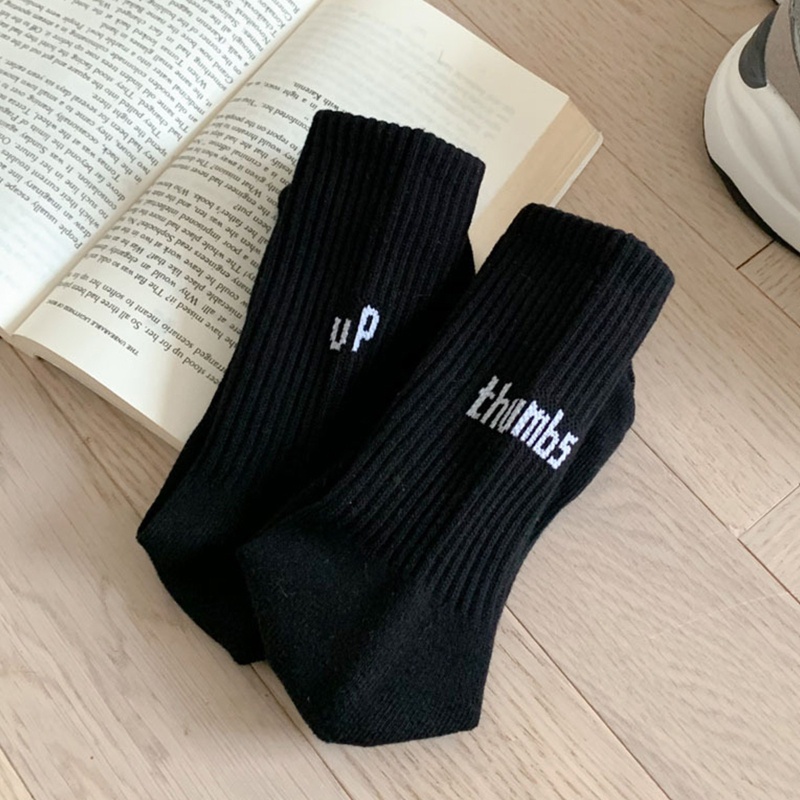 Xiangbao Vớ Cotton Cổ Vừa Họa Tiết Chữ P Phong Cách Harajuku Unisex