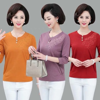 Áo thu đông trung niên sẵn màu hồng tím