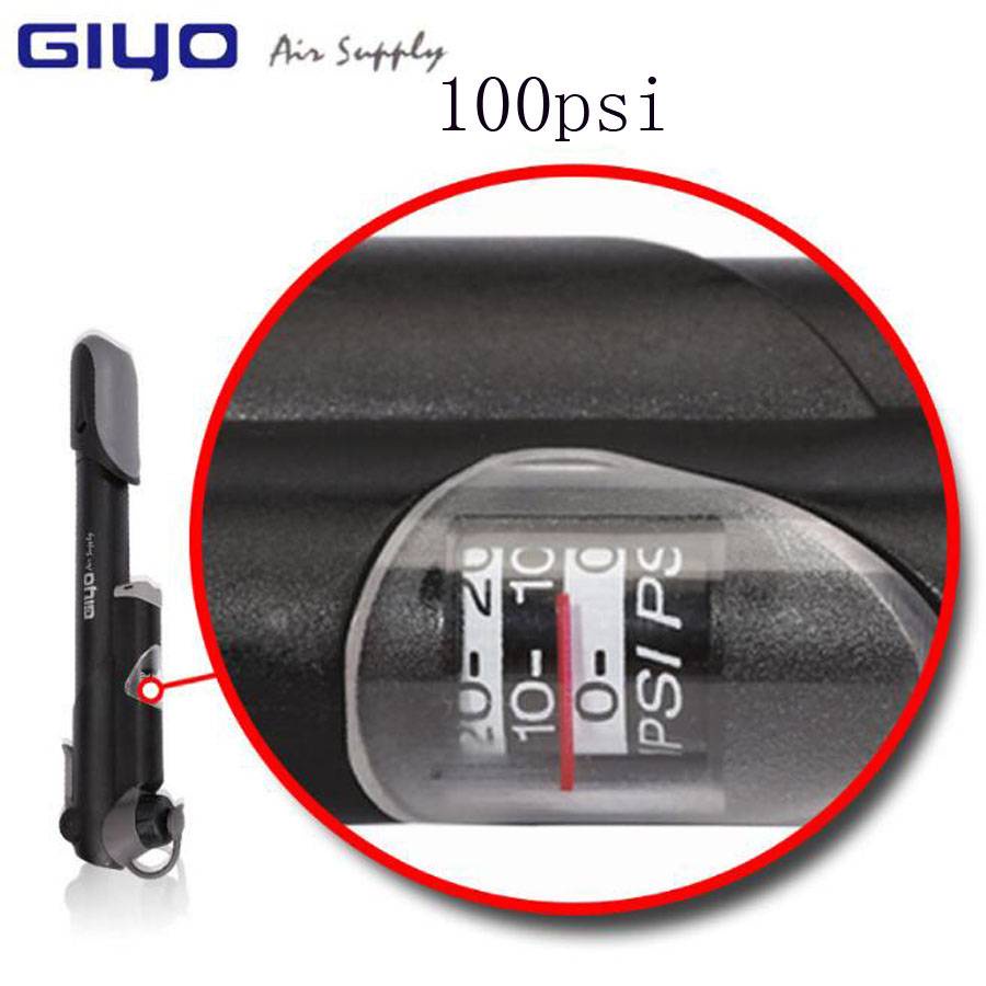 Máy bơm xe đạp mini Giyo GP-41S tích hợp đồng hồ đo áp suất