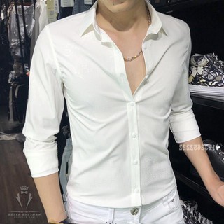 Sơ Mi Nam Trắng Sơ Mi Dài Tay Kiểu Hàn Co Dãn