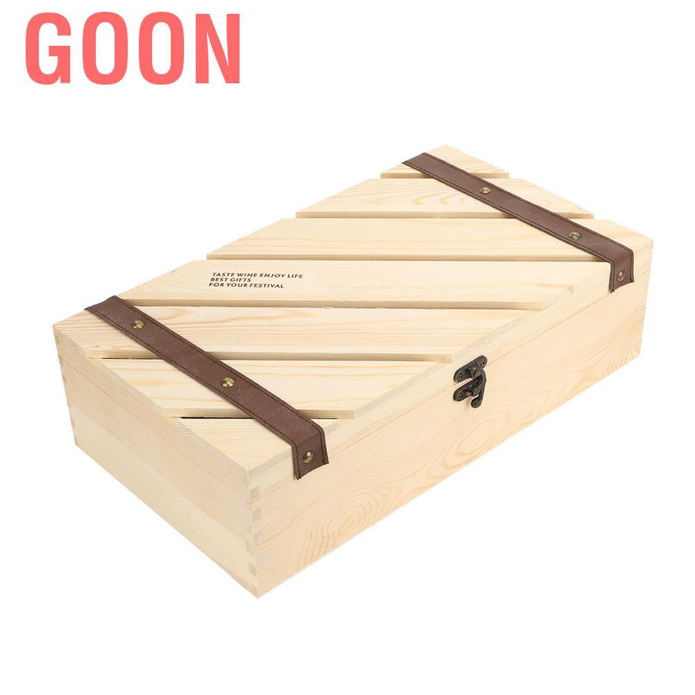 GOON Set 2 Hộp Gỗ Đựng Rượu Vang Có Quai Cầm Tiện Lợi