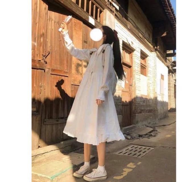 Đầm babydoll nữ, babydoll dáng dài đuôi cá khuy cài, đầm nữ xòe tay bồng, đầm trắng, đầm ulzzang, đầm dự tiệc, đầm suông