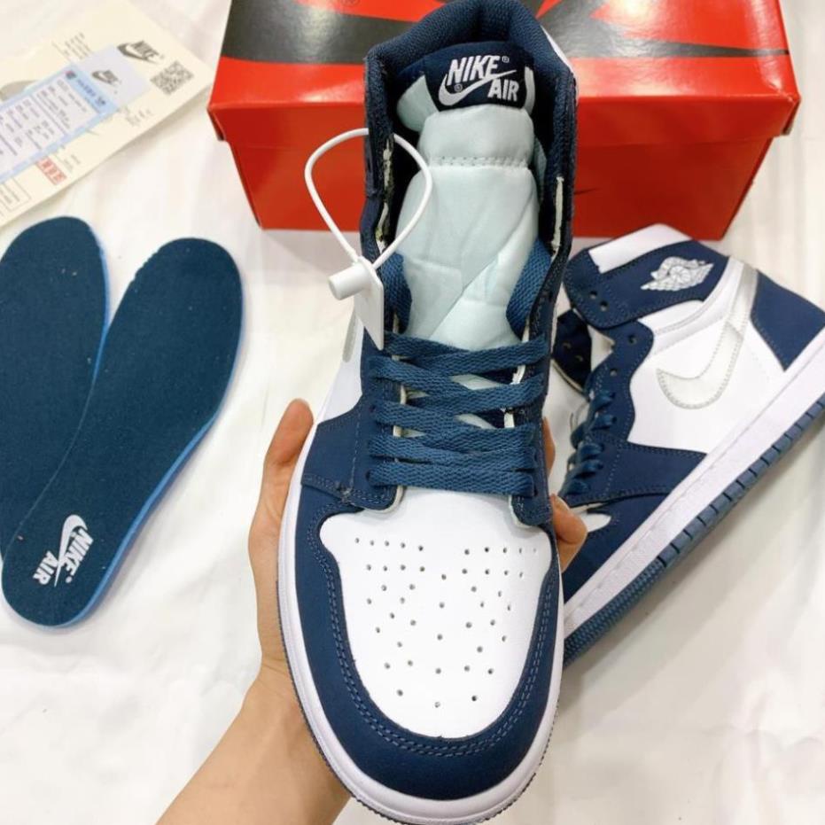 Giày thể thao air jordan 1 retro high midnight navy, giày jd xanh than cổ cao nam nữ phong cách thời trang, cá tính