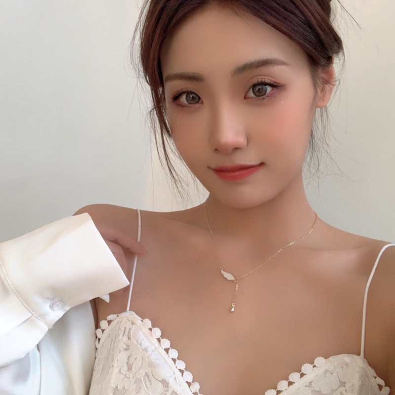 Vòng cổ Mặt Hình Cánh Thiên Thần Vỏ Sò Tự Nhiên Thời Trang Hàn Quốc Cho Nữ