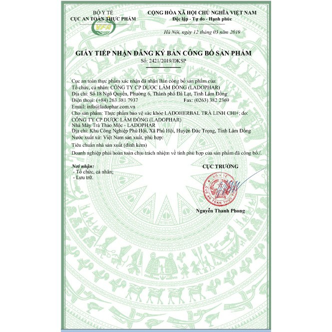 Ladophar- Trà Linh Chi Cao Cấp. Hộp 20 Túi lọc.