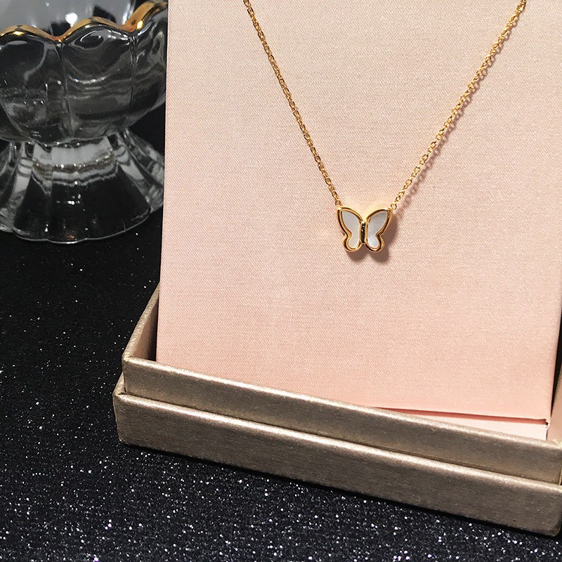 Dây Chuyền Mạ Vàng Hồng 18K Mặt Hình Bươm Bướm