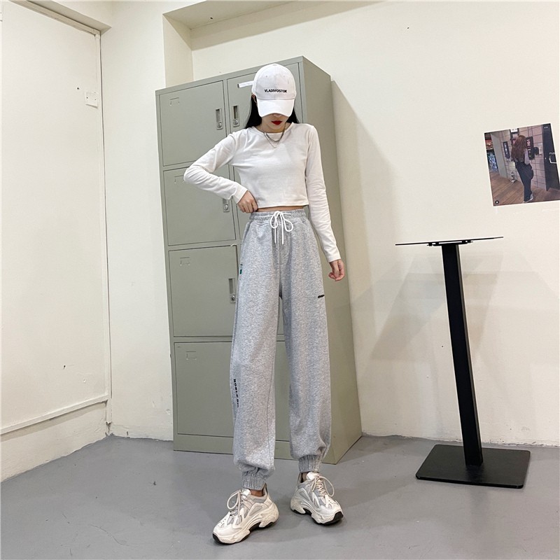 Quần Jogger Thêu Chân Chất Thun Umi Chính Phẩm Dày Quần Ống Bo Chun Hình Chữ Thêu Form Rộng 2 Size M L