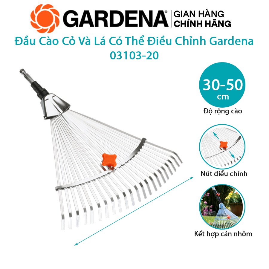 Đầu Cào Cỏ Và Lá Có Thể Điều Chỉnh 30-50cm Gardena 03103-20