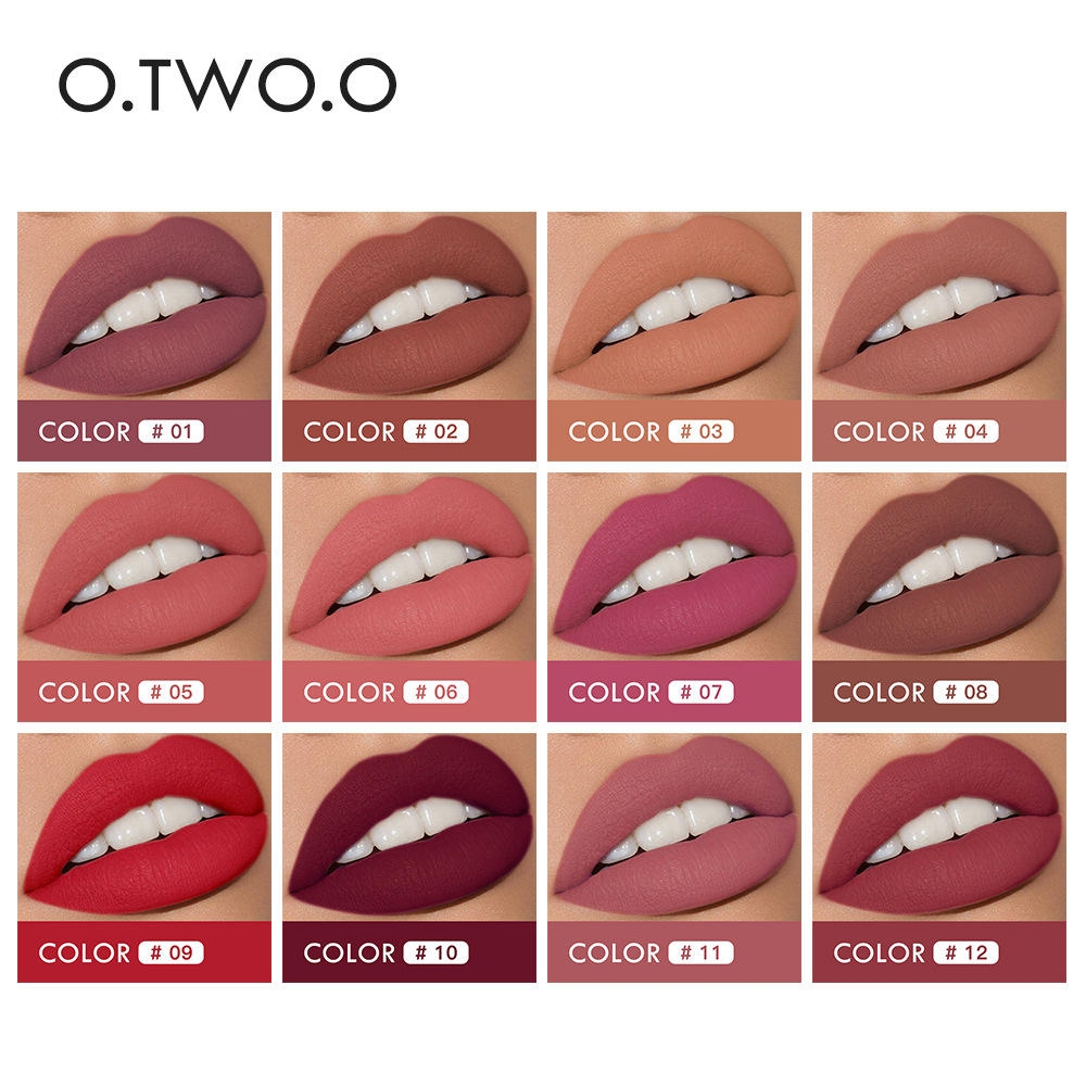 (Hàng Mới Về) Set 12 Thỏi Son Kem Lì Màu Sắc Thời Trang Thương Hiệu O.O | BigBuy360 - bigbuy360.vn