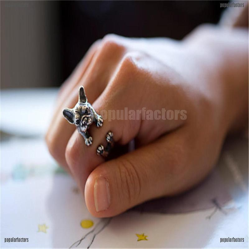 [Popular] Vintage French Bulldog Animal Wrap Rings Gift for Women and Men Fashion Jewelry [Factors]