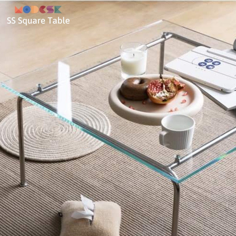 Bàn Sofa - trà Modesk SS Square Table khung inox 304 - kính cường lực [phòng khách - quán cafe]