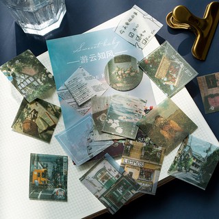 Set 100 miếng giấy dán trang trí sổ tay phong cách Retro