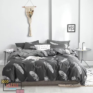 set LÔNG VŨ XÁM ĐEN bộ Chăn Ga Gối 4 món COTTON ORGANIC 100% nhập khẩu HÀN QUỐC
