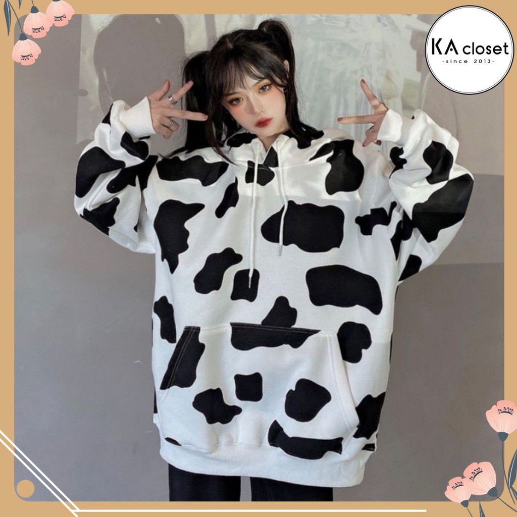 🆕 Áo hodi bò sữa KA 💖FREESHIP💖 from rộng unisex in chuyển nhiệt 5d không nhòe