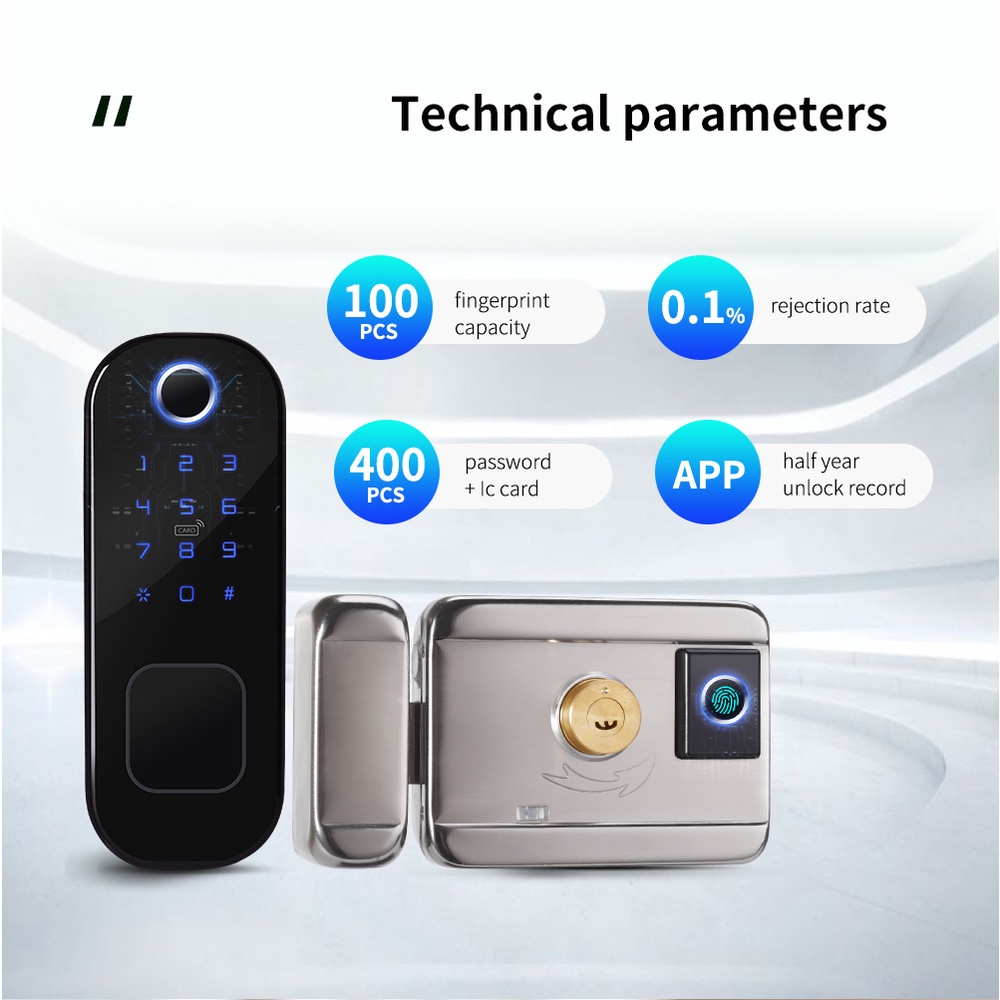 Khóa vân tay thông minh cao cấp giành cho cửa cổng IO2021 kết nối wifi (2 mặt vân tay, App Smartlife)