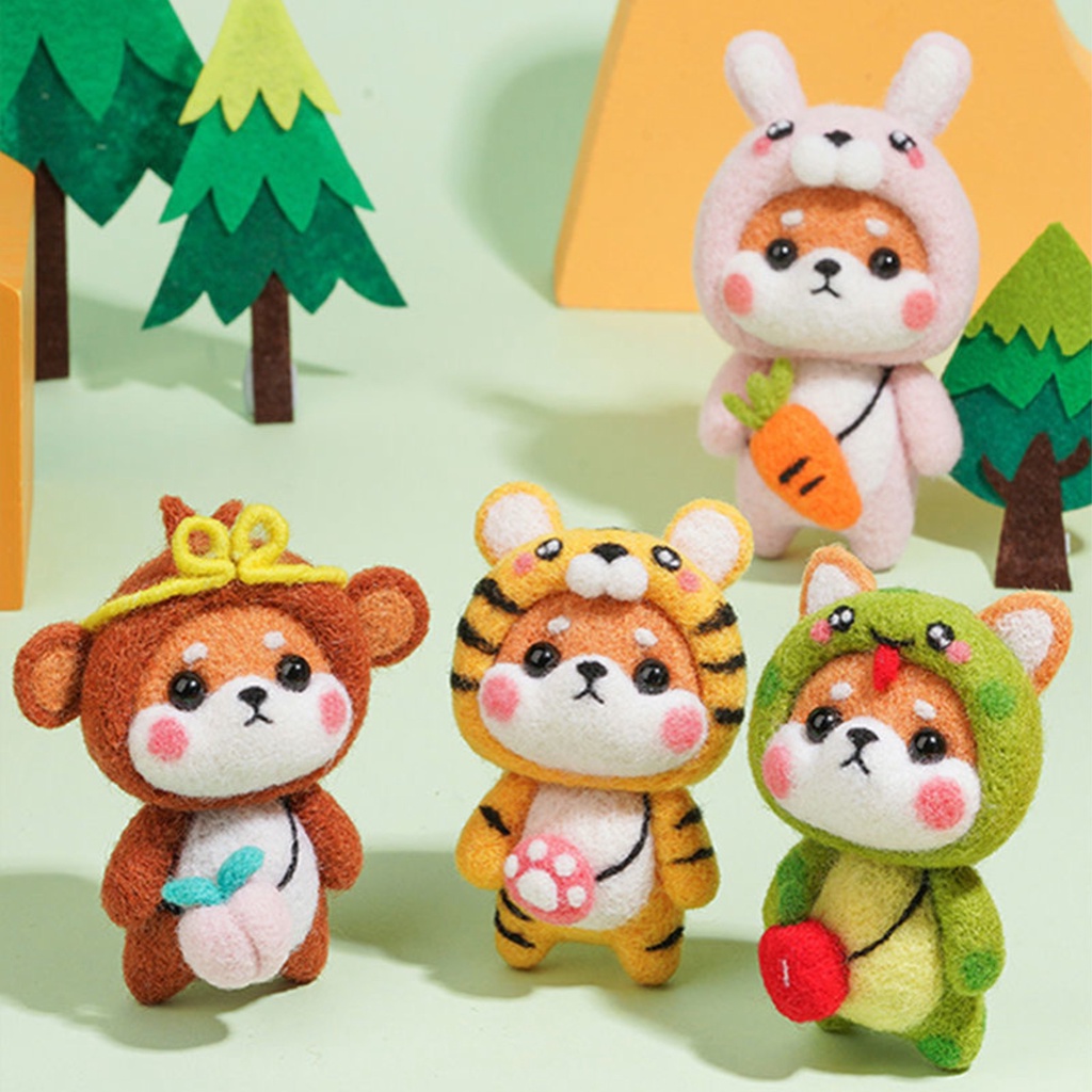 Len Chọc Handmade, Bộ Kit Len Chọc  Shiba 12 Con Giáp