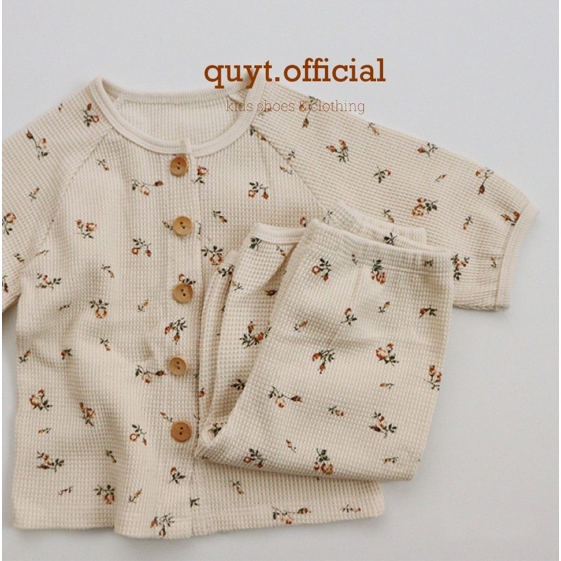 [Có sẵn/ Ảnh thật] ]Bộ quần áo ngủ trẻ em vải cotton hạt gạo phong cách hàn quốc tiệm nhà Quýt
