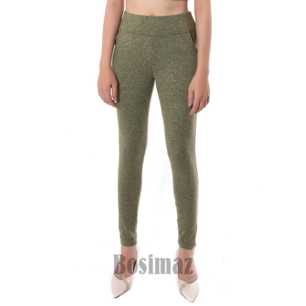Quần Legging Nâng Mông Bosimaz MS523 dài túi trước màu tiêu xanh, thun co giãn 4 chiều, vải đẹp dày, thoáng mát.