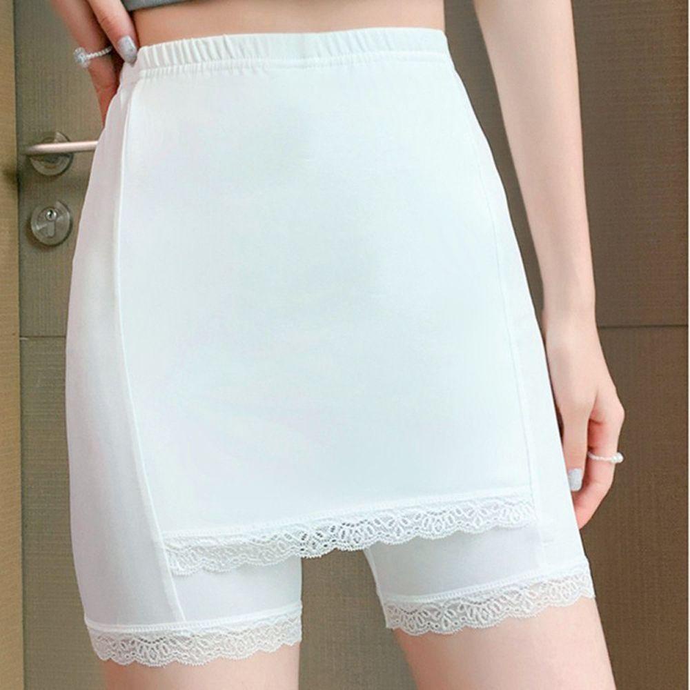 Quần Short An Toàn Lưng Cao Hai Lớp Màu Trơn Thoáng Khí Thoải Mái Plus Size Cho Nữ