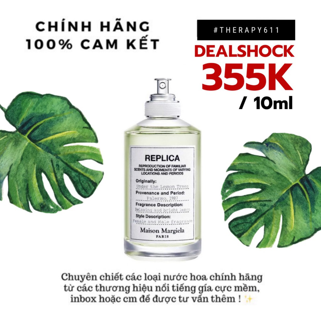 [𝗦𝗔𝗟𝗘]..::✨ Nước Hoa Maison Margiela Replica Under the Lemon Trees Tester 5/10ml ✨::..